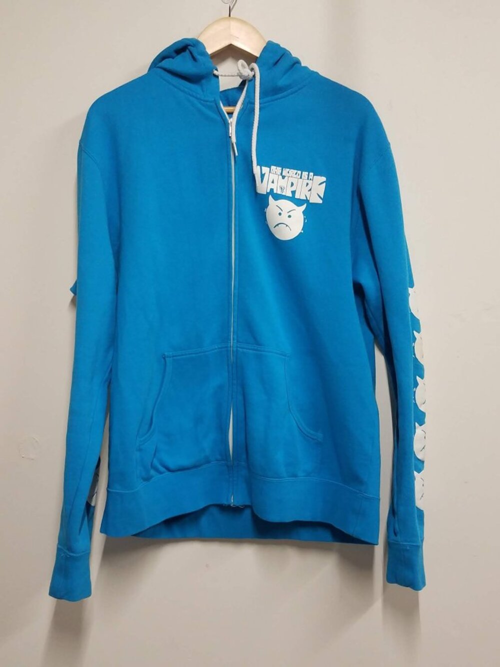 Smashing Pumpkins 2023 The World Is A Vampire Tour Hoodie Blue Zip Up Size XL